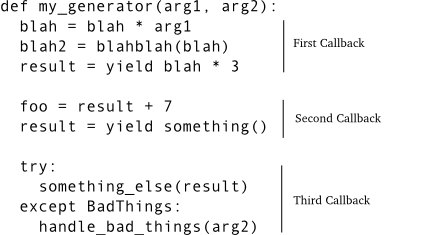 Figure 35: generator as a callback sequence